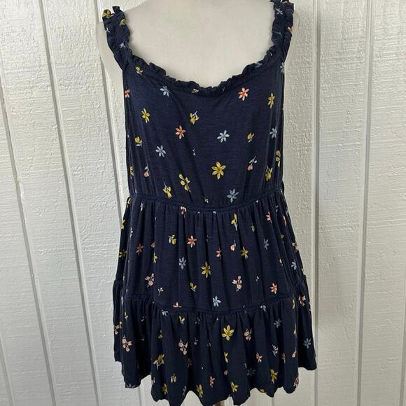 Torrid Super Soft Knits Babydoll Tank Top Sleeveless Women Floral Blue Size 1X - Picture 5 of 7